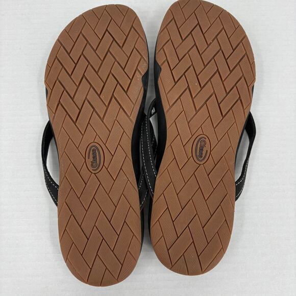 Chaco Flip Flop Sandals Womens Size 8 Black Leather Thong Arch Support - Picture 8 of 8
